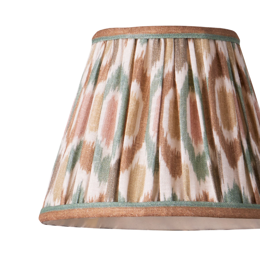 7 inch pendant shade in teal and brown Small Ikat Spot linen by GP & J