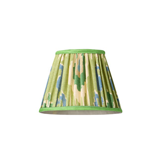 7 inch pendant shade in green blue Bokhara gathered linen by GP & J Baker