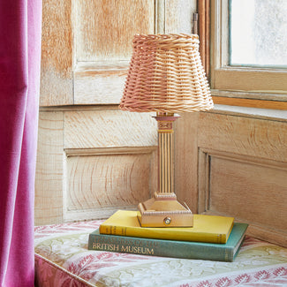 Freya cordless table lamp in antiqued brass