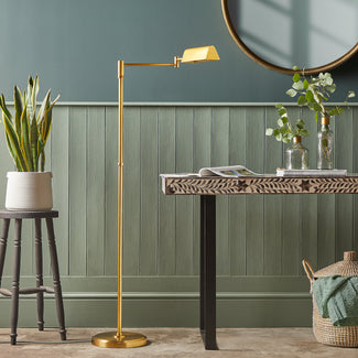 Aesop floor lamp in antiqued brass