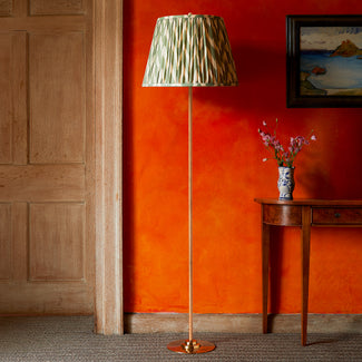 Colombari floor lamp in antiqued brass and cane