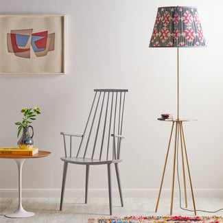 Tricology floor lamp with tray in antiqued brass