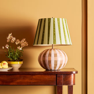 Cedella table lamp in natural and white stripes