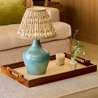 Amble cordless table lamp in green ceramic