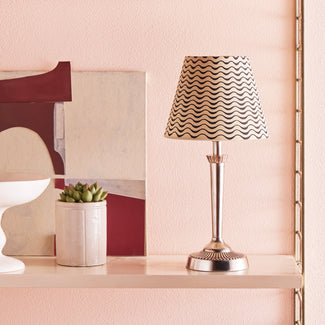 Amelia cordless table lamp in antiqued silver