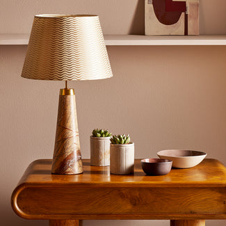 Larger Marmaron cordless table lamp in brown