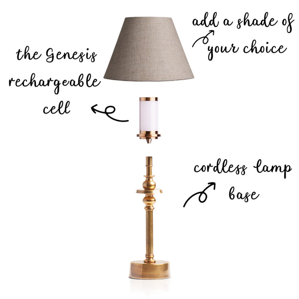 Phileas cordless table lamp in antiqued brass by Matthew Williamson - Main Image