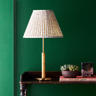 Piaf cordless table lamp in brass and wrapped cane