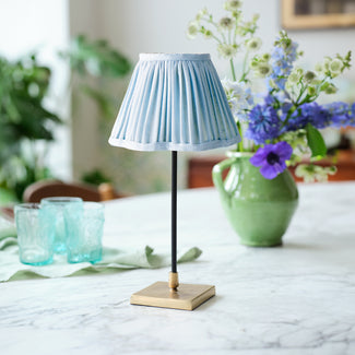 Pickling cordless table lamp in antiqued brass