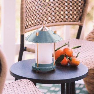 smaller Stefan cordless lantern in Denim by the Novogratz