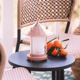 smaller Stefan cordless lantern in Blush by the Novogratz