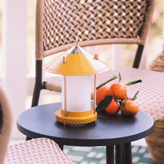 smaller Stefan cordless lantern in Sand by the Novogratz