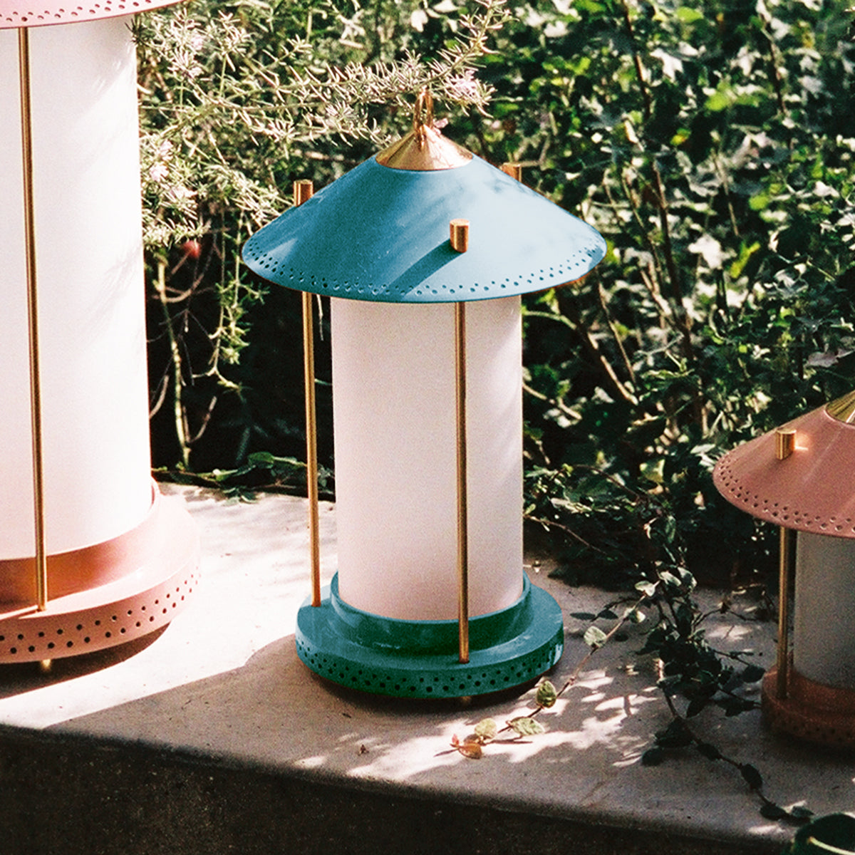 medium Stefan cordless lantern in Denim by the Novogratz