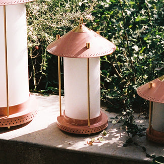 medium Stefan cordless lantern in Blush by the Novogratz