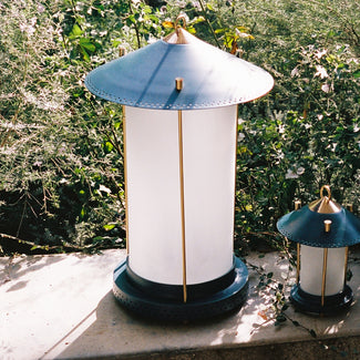 larger Stefan cordless lantern in Denim by the Novogratz