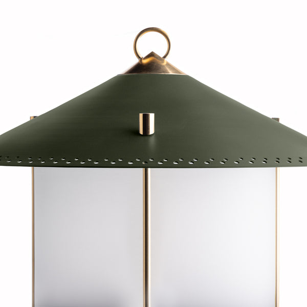 larger Stefan cordless lantern in Moss by the Novogratz