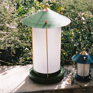 larger Stefan cordless lantern in Moss by the Novogratz