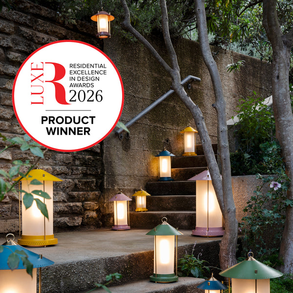 larger Stefan cordless lantern in Moss by the Novogratz