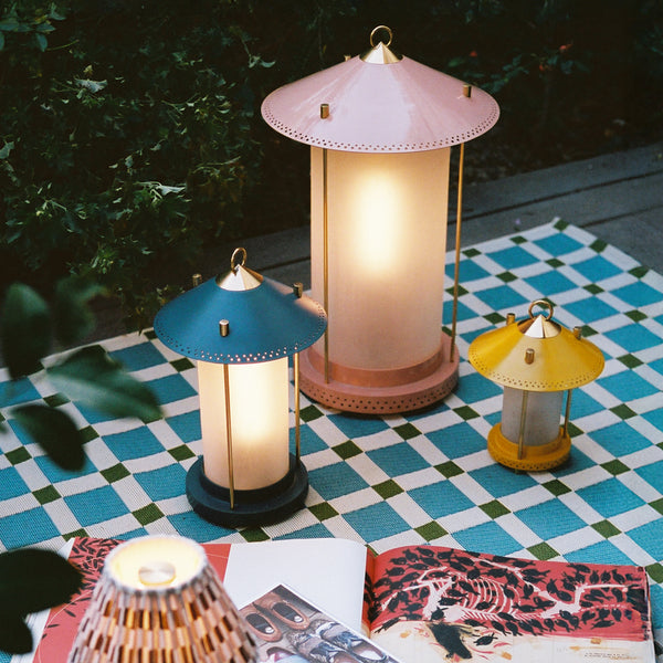 larger Stefan cordless lantern in Blush by the Novogratz