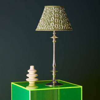 Spindle cordless table lamp in antique silver