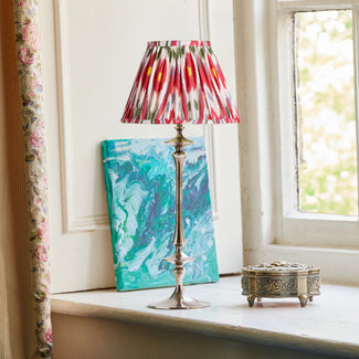 Spindle cordless table lamp in antique silver