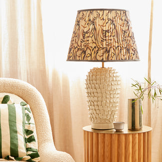 Stucco cordless table lamp in stone ceramic