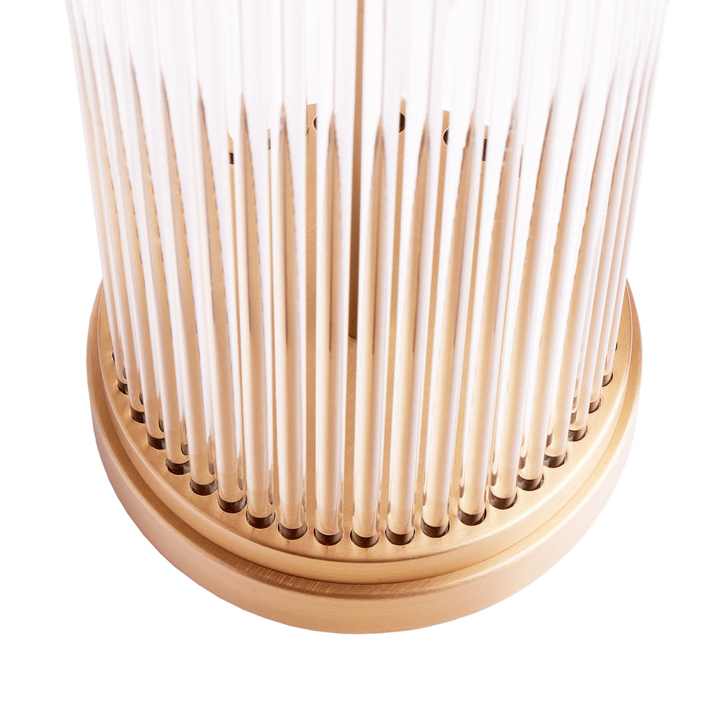 Roddy table lamp in antiqued brass with glass rods