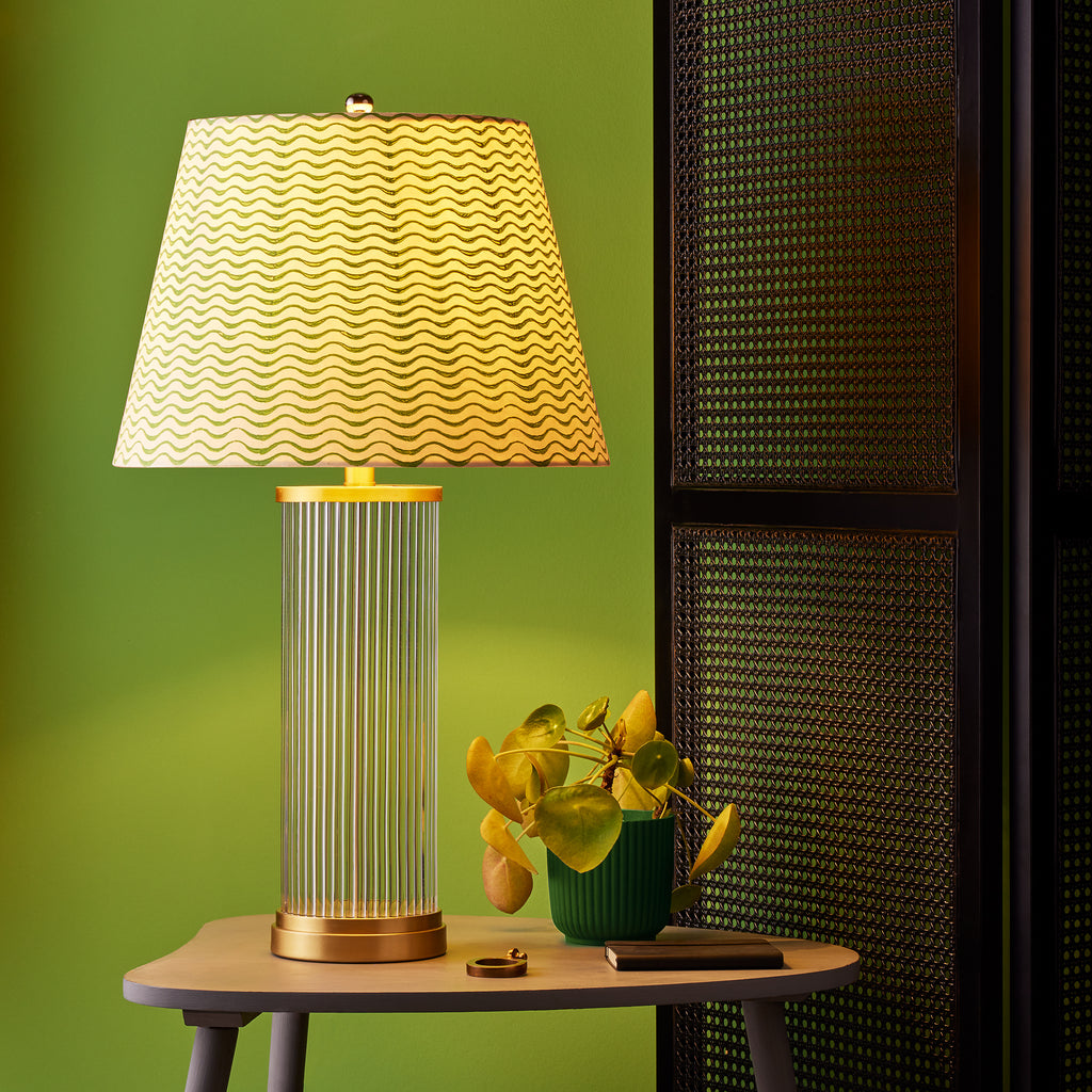 Roddy table lamp in antiqued brass with glass rods