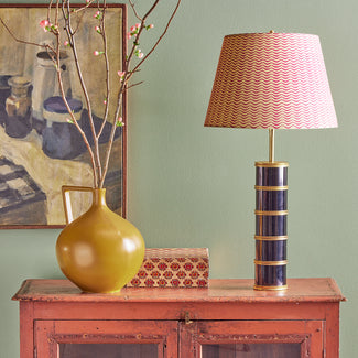 Rastrick table lamp in black nickel and antiqued brass