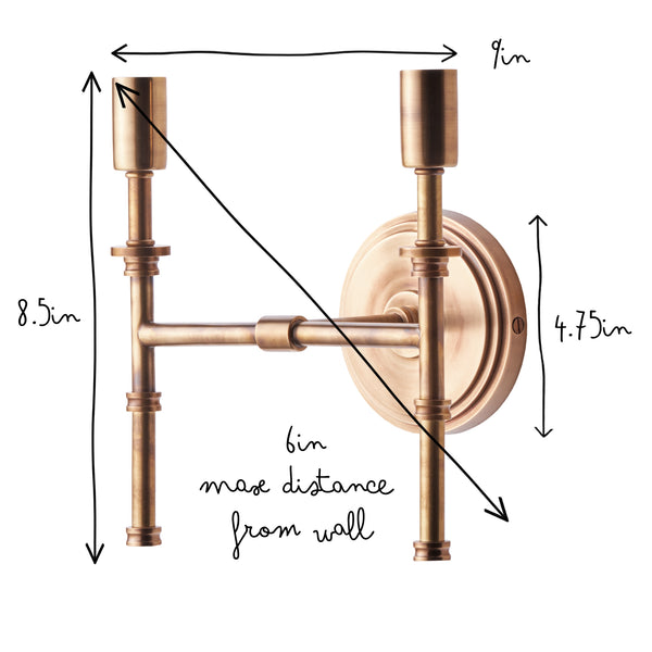 Double Chukka Wall fixture in antiqued brass