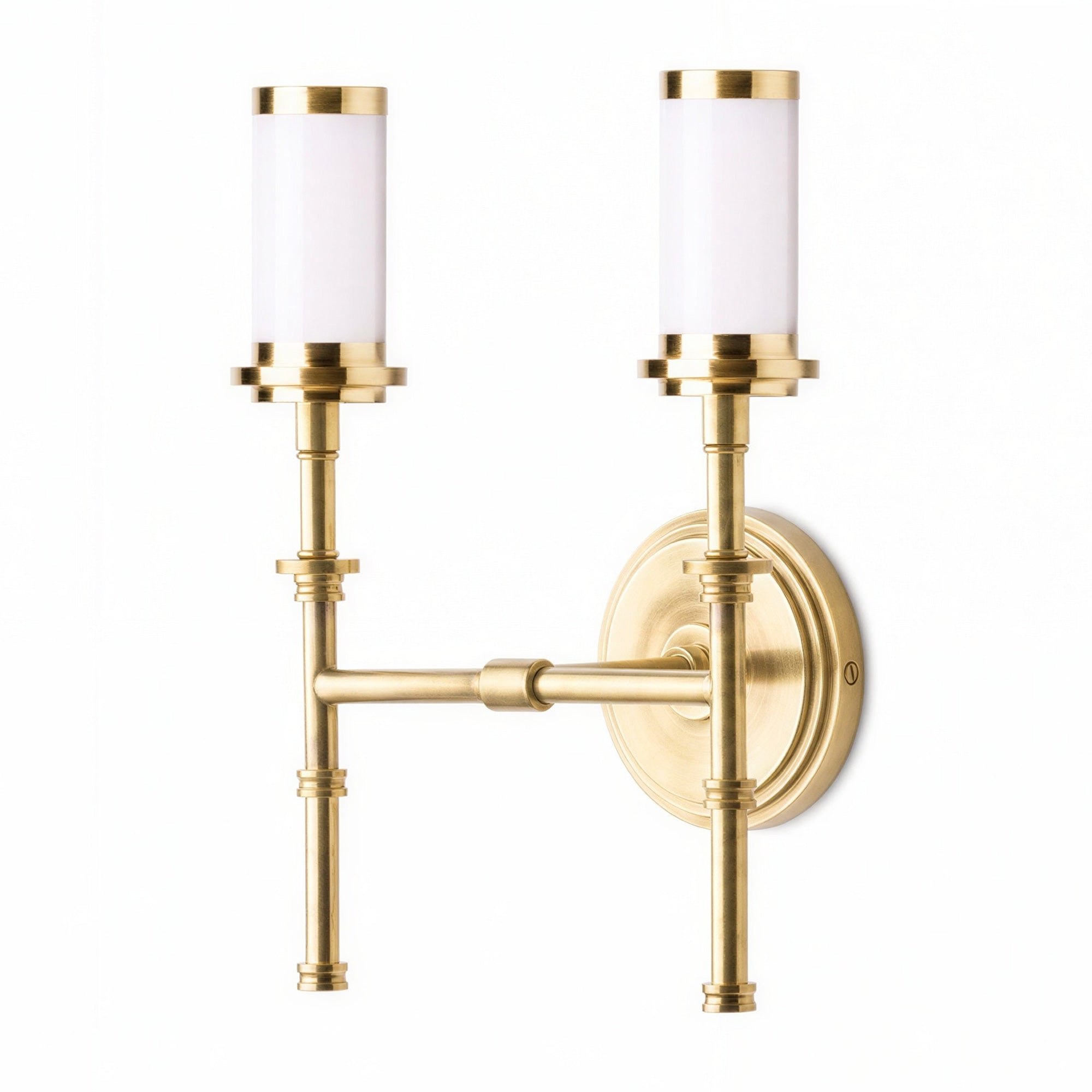 Double Chukka cordless wall fixture in antique brass