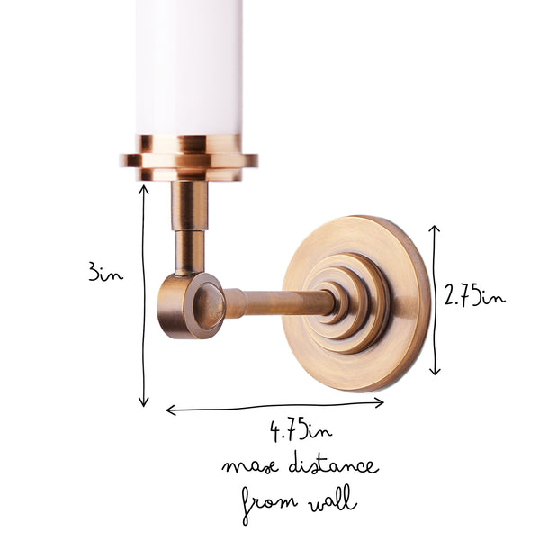 Mini Elbow cordless wall fixture in antique brass