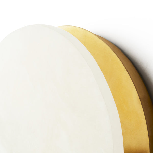 Plato wall sconce in alabaster and antiqued brass