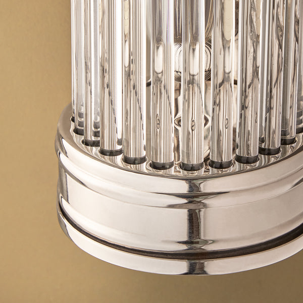 Long Roddy wall sconce in nickel with glass rods