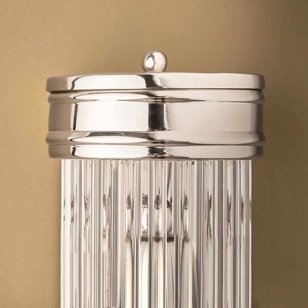 Long Roddy wall sconce in nickel with glass rods