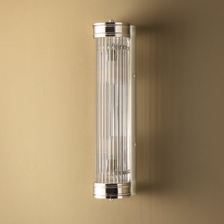 Long Roddy wall sconce in nickel with glass rods